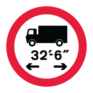 No Vehicles or Combination of Vehicles over Length Shown