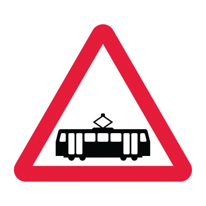 Tram Car Crossing Without Barriers